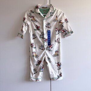 NEW Disney Baby Mickey Skiing Pajamas Sleeper One Piece Romper 12M